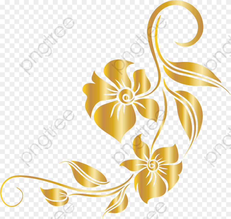 Luxury Golden Flower Golden Corner Design, Art, Floral Design, Graphics, Pattern Free Png