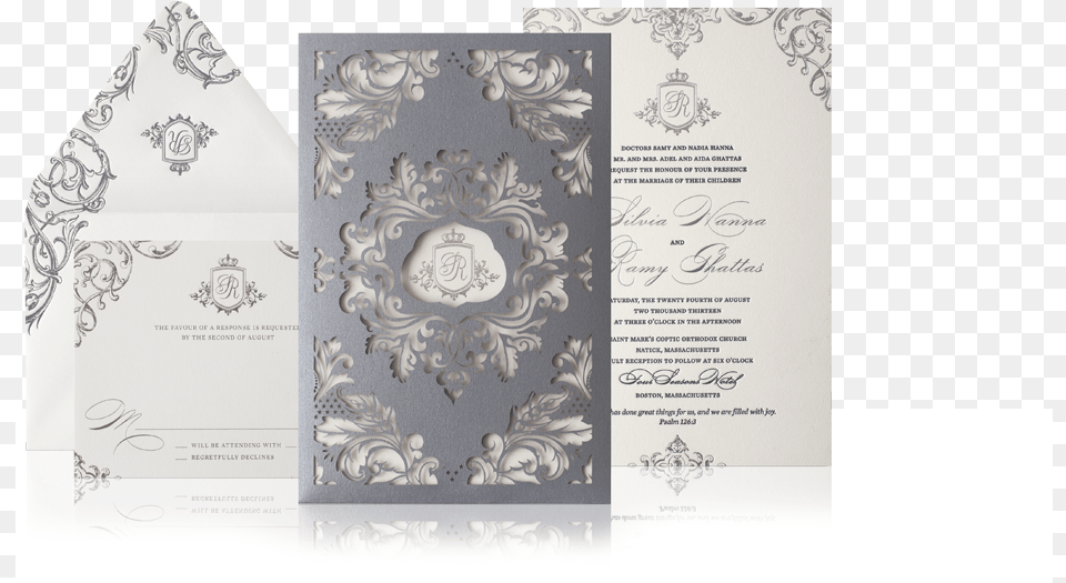 Luxury Laser Cut Wedding Invitation Grey Laser Cut Wedding Invitations, Advertisement, Poster, Envelope, Mail Png Image