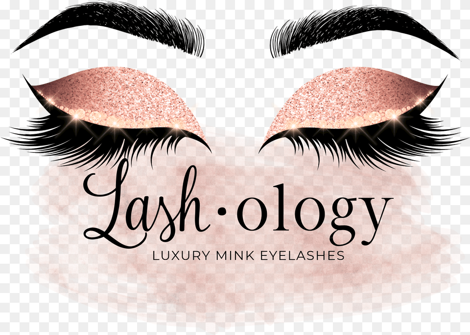 Luxury Mink Eyelashes Lashology Rose Gold Glitter For Eyeslash Logo, Book, Publication, Baby, Person Png