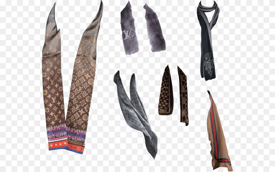 Lv And Gucci Scarves Collection, Accessories, Tie, Formal Wear, Necktie Png Image