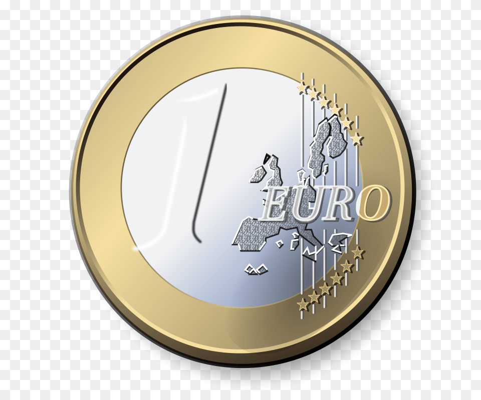 Lx One Euro Coin, Gold, Money, Disk Png