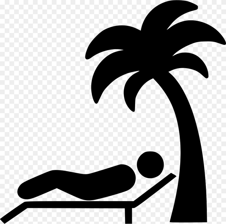 Lying On Beach Icon Palm Tree, Plant, Stencil, Tree Free Png Download