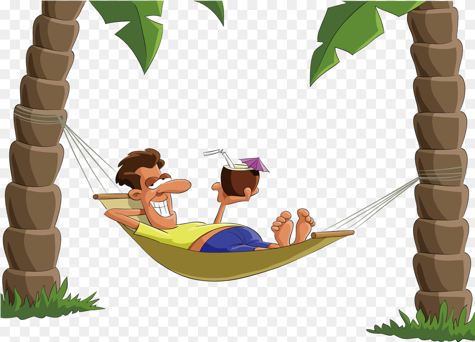 Lying On Top Of The Hammock Man Transprent Man In Hammock Cartoon, Furniture, Chess, Game Free Png Download