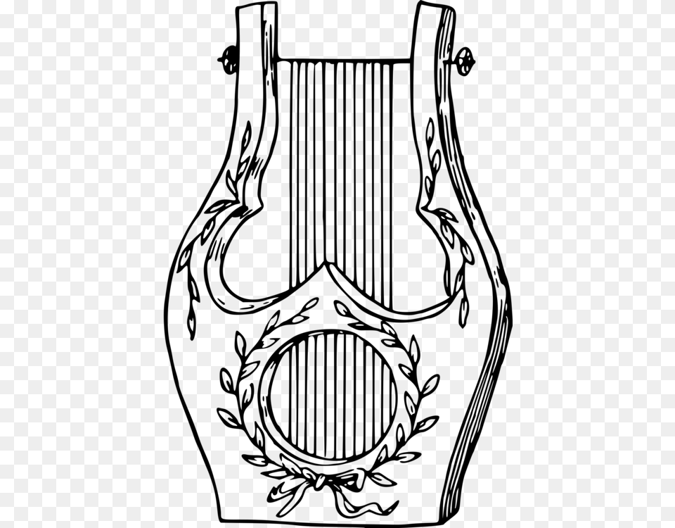 Lyre Drawing Musical Instruments String Instruments Gray Free Png