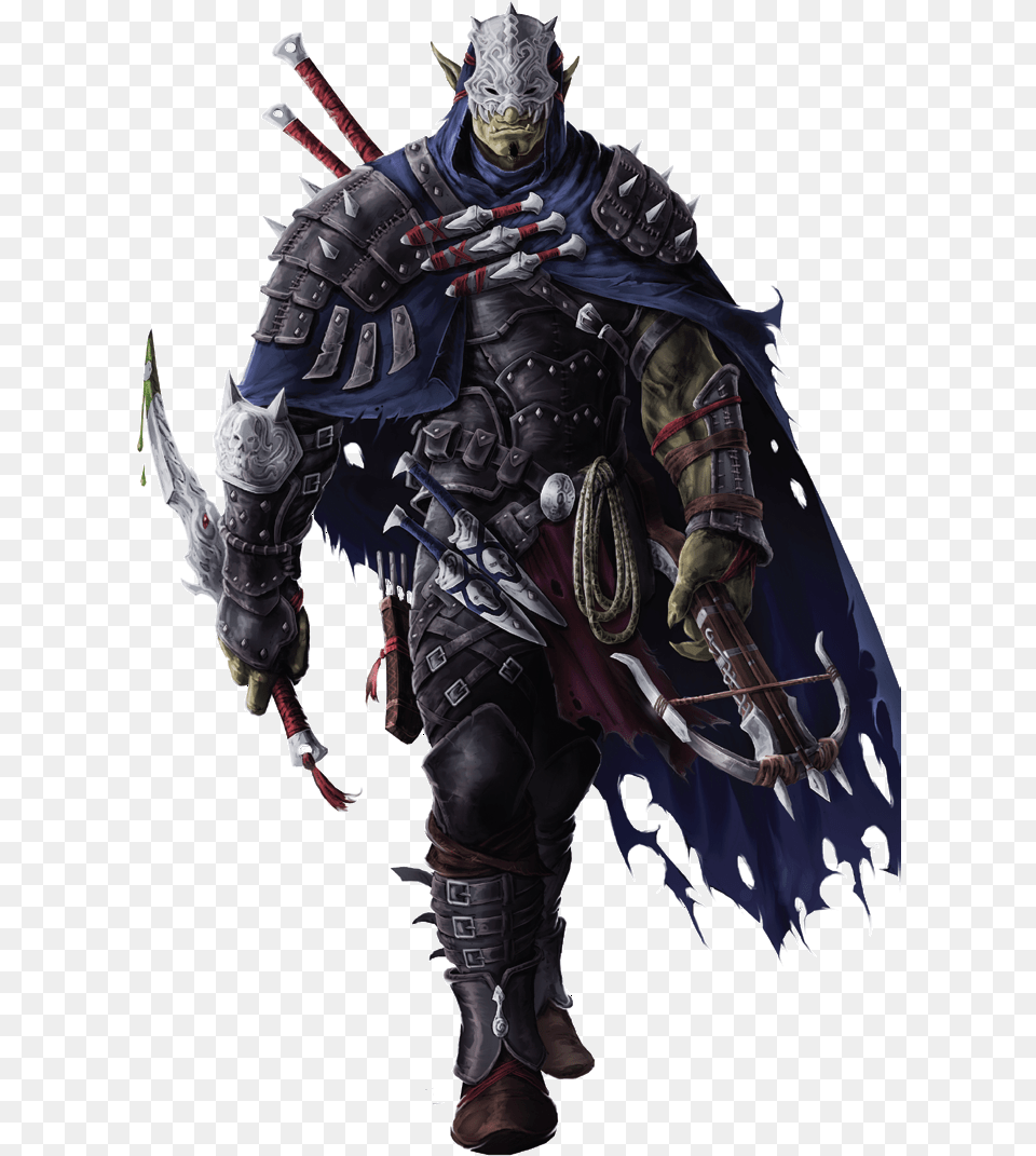 M Half Orc Rogue Assassin Studded Leather Cape Mask Orcs Of Golarion Book, Adult, Male, Man, Person Png Image