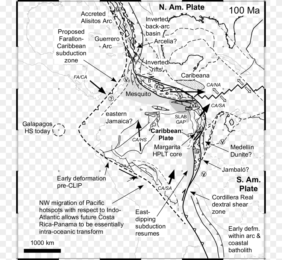Ma Reconstruction Of The Circum Caribbean Region, Chart, Plot, Map, Atlas Free Png