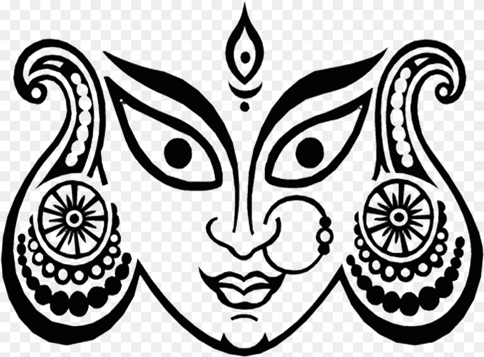 Maa Durga Pencil Sketch, Pattern, Smoke Pipe, Face, Head Png