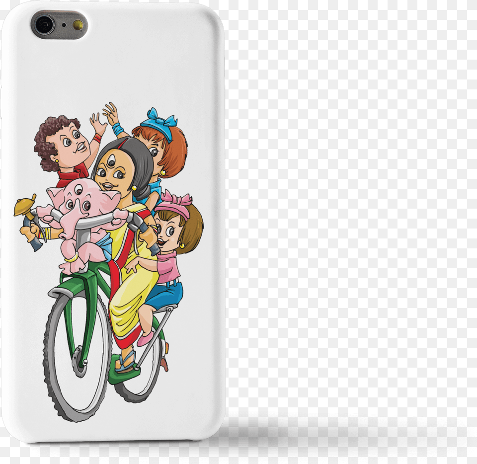 Maa Durga With Family Cartoon, Mobile Phone, Phone, Electronics, Person Free Transparent Png