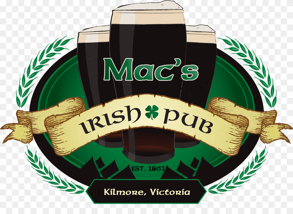 Mac Logo Irish Pub, Alcohol, Lager, Beer, Beverage Png