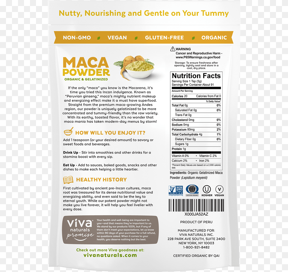 Maca Powderclass Nutrition Facts, Text, Advertisement, Menu, Poster Png