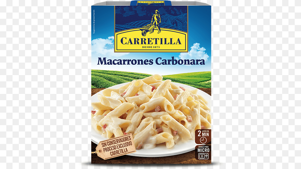 Macaroni Carbonara Carretilla Menestra De Verduras, Food, Pasta, Person, Advertisement Free Png