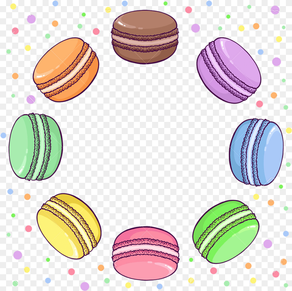 Macaroon Cute Colorful Rainbow Dots Frame Clipart, Food, Sweets, Ball, Sport Png