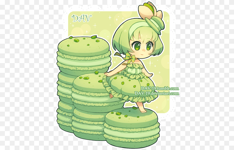 Macaroons Drawing Chibi Library Library Kawaii Pistachio, Green, Person, Baby, Food Free Png Download