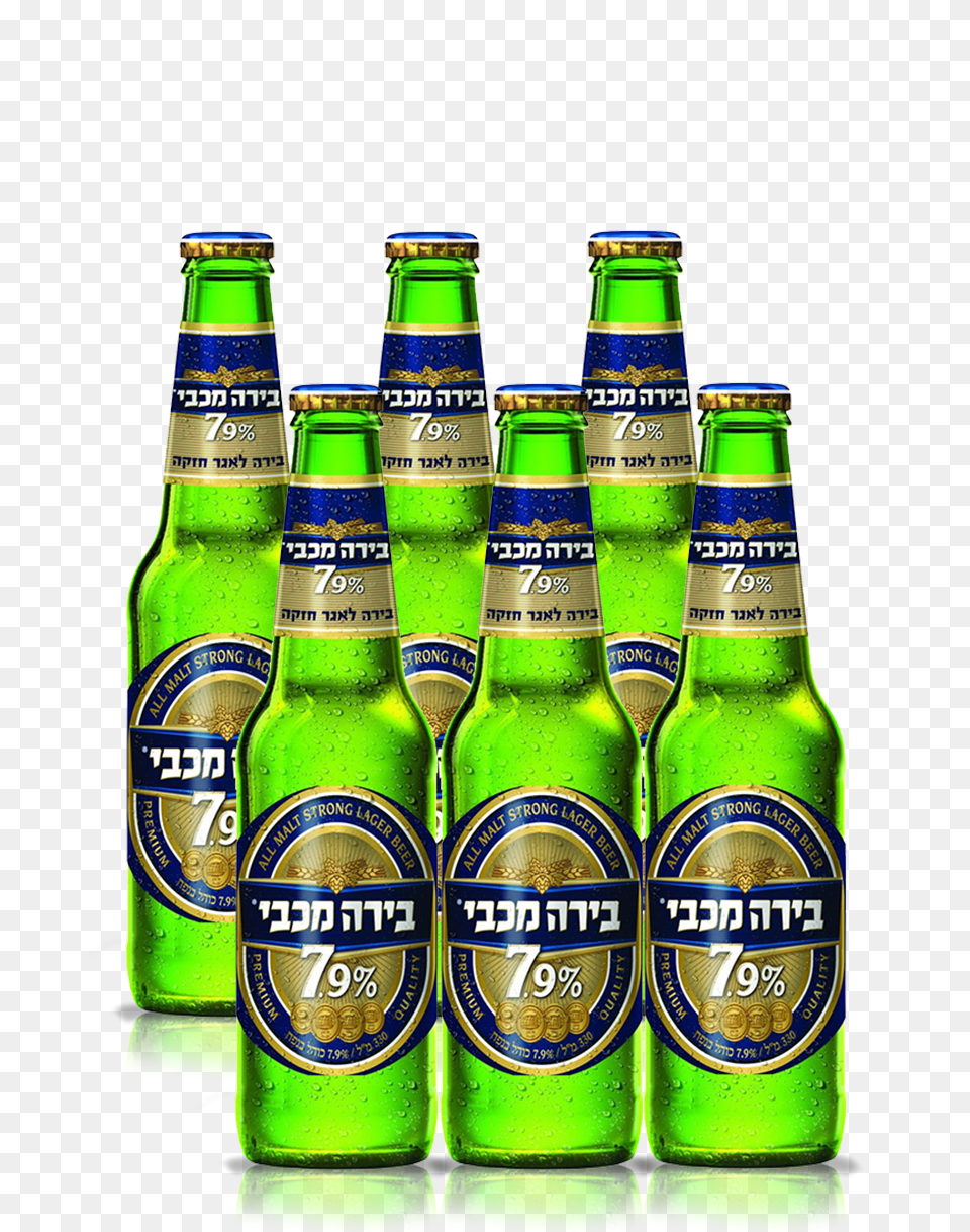Maccabi Strong Beer Paneco, Alcohol, Beer Bottle, Beverage, Bottle Png