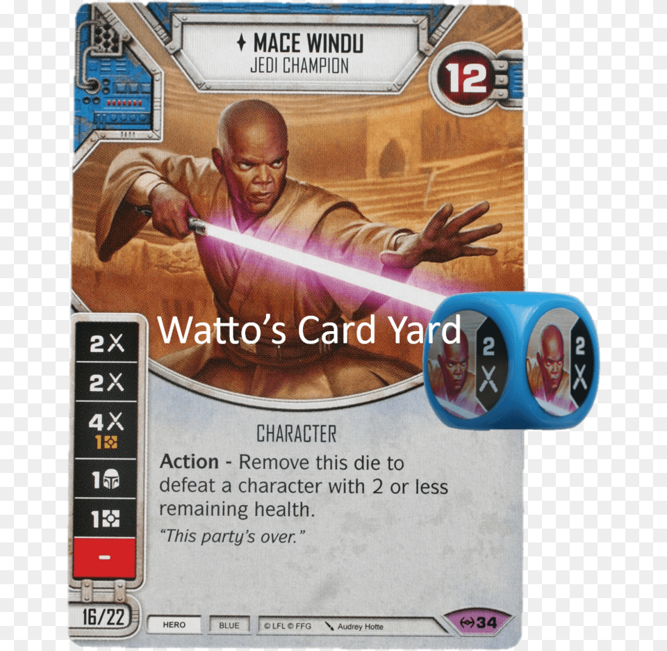 Mace Windu Jedi Champion Star Wars Destiny Mace Windu, Advertisement, Poster, Adult, Male Png