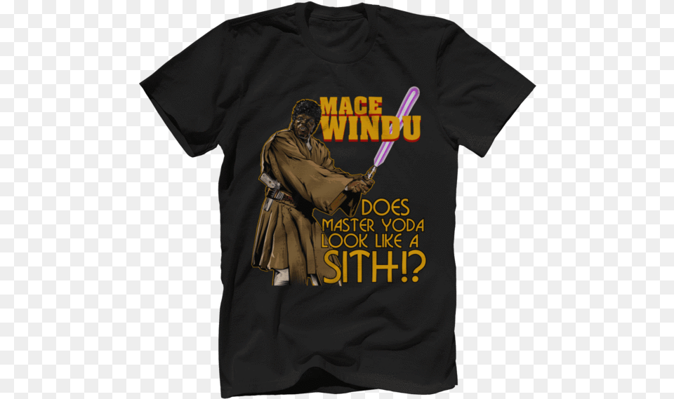 Mace Windu Star Wars Characters, Clothing, People, Person, T-shirt Png Image