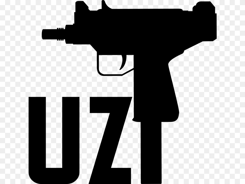 Machine Gun Clipart Uzi, Gray Free Png