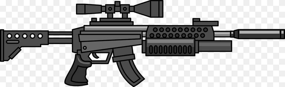 Machine Gun With Scope Clipart, Firearm, Rifle, Weapon Png
