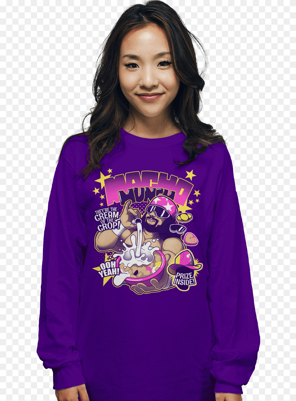 Macho Munch Sweatshirt, Clothing, T-shirt, Sleeve, Purple Png Image