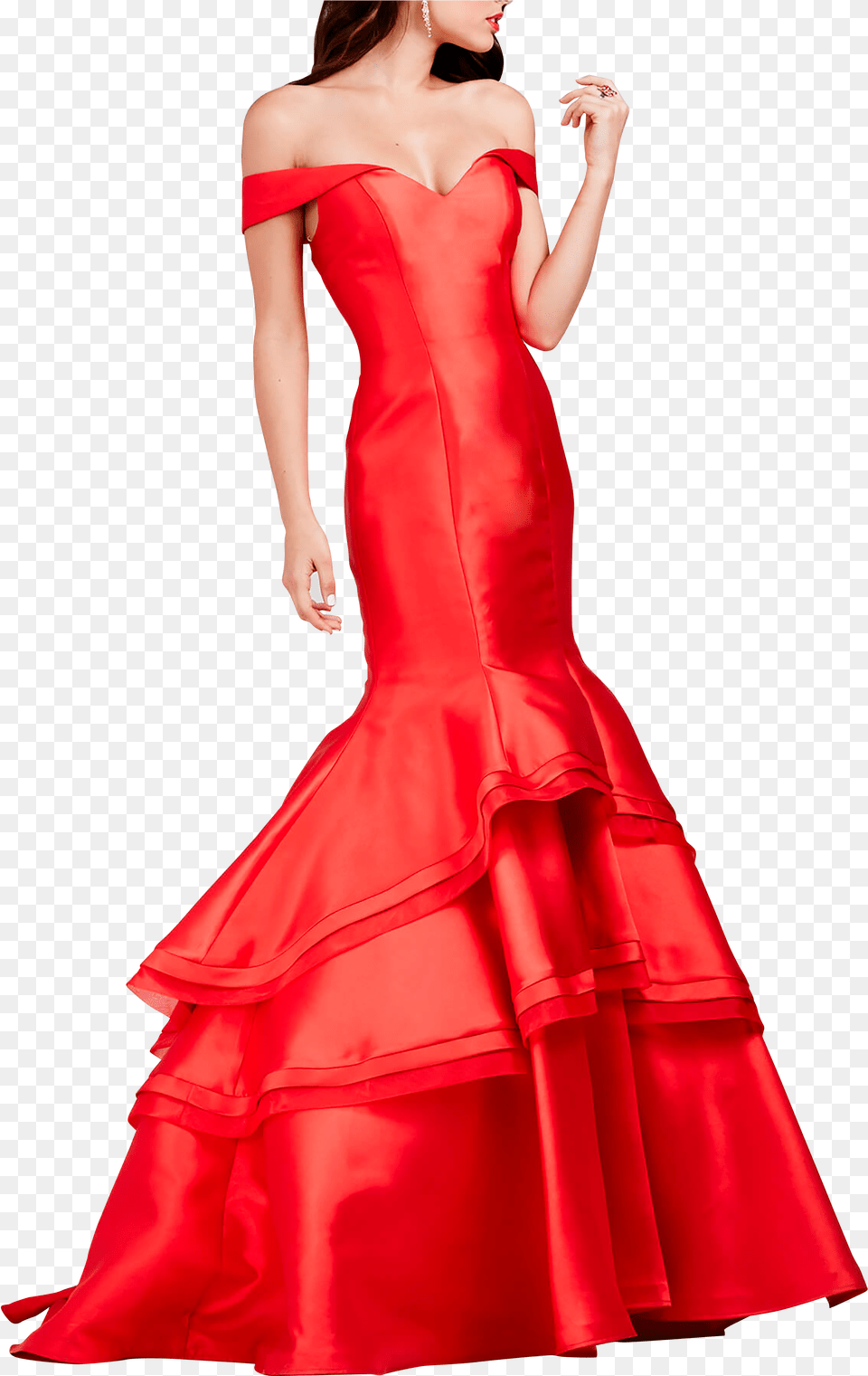 Mackenzie Red Dress Trumpet Off The Shoulder Prom Dress, Clothing, Evening Dress, Fashion, Formal Wear Free Png