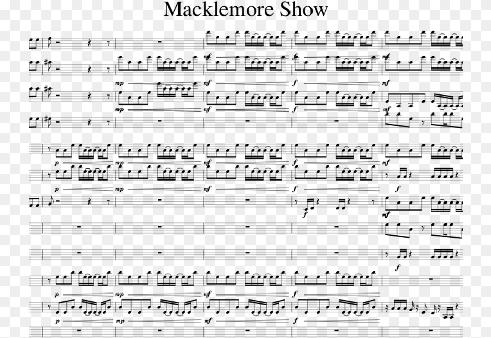 Macklemore Show Sheet Music For Flute Clarinet Alto, Gray Free Png Download