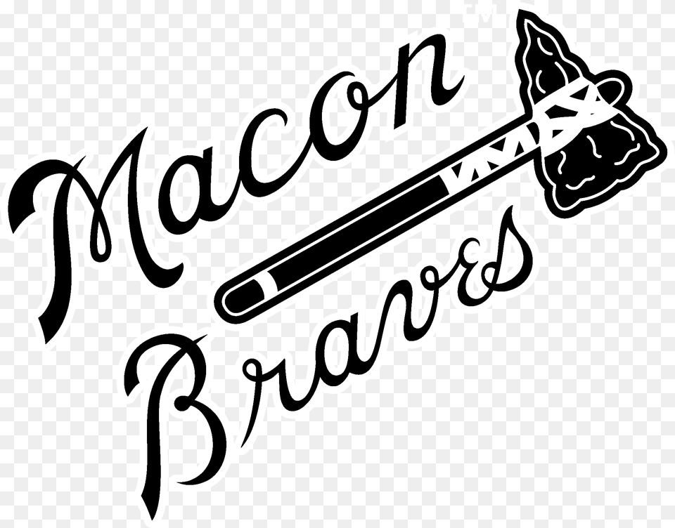 Macon Braves Logo Black And White Calligraphy, Dynamite, Weapon, Text Free Png Download