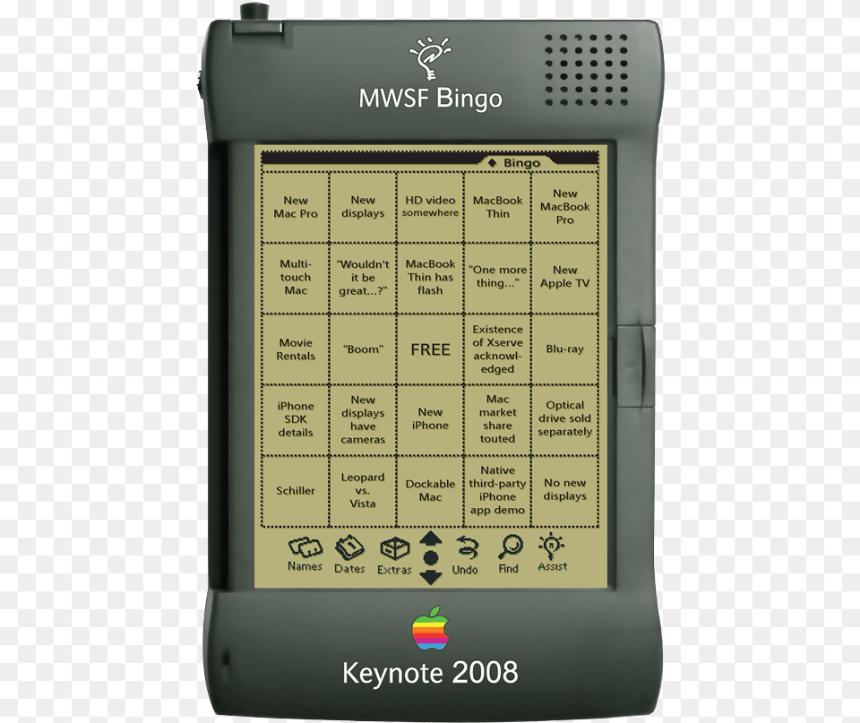 Macworld San Francisco 2008 Keynote Bingo Card, Computer, Electronics, Hand-held Computer, Mobile Phone Png