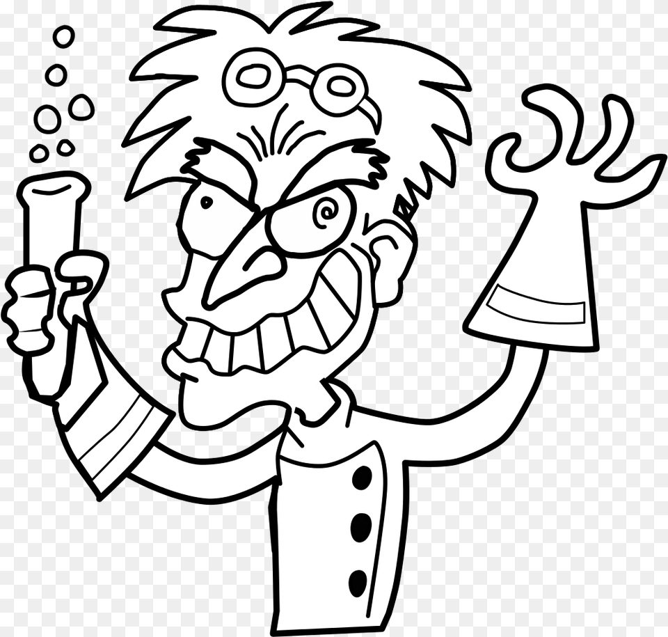 Mad Drawing Easy Mad Scientist Black And White, Stencil, Baby, Person, Face Free Png