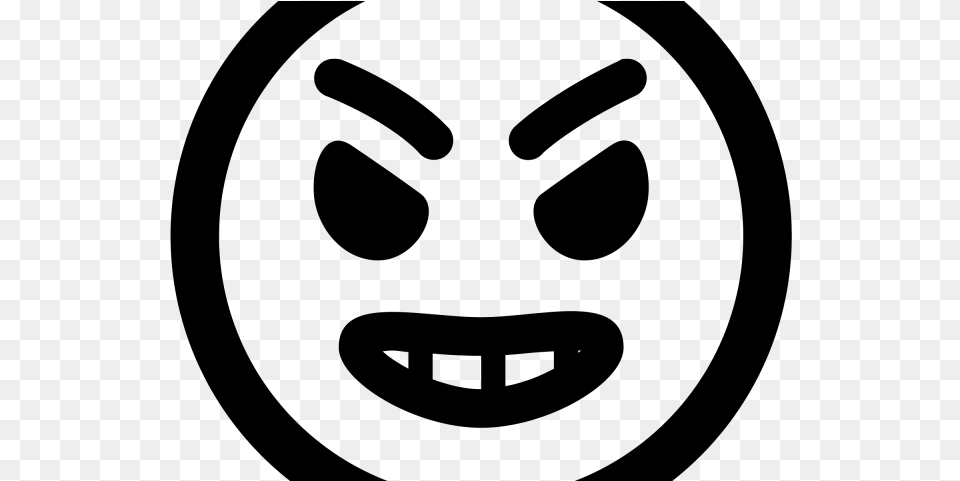 Mad Face Symbol Icon, Gray Free Png Download