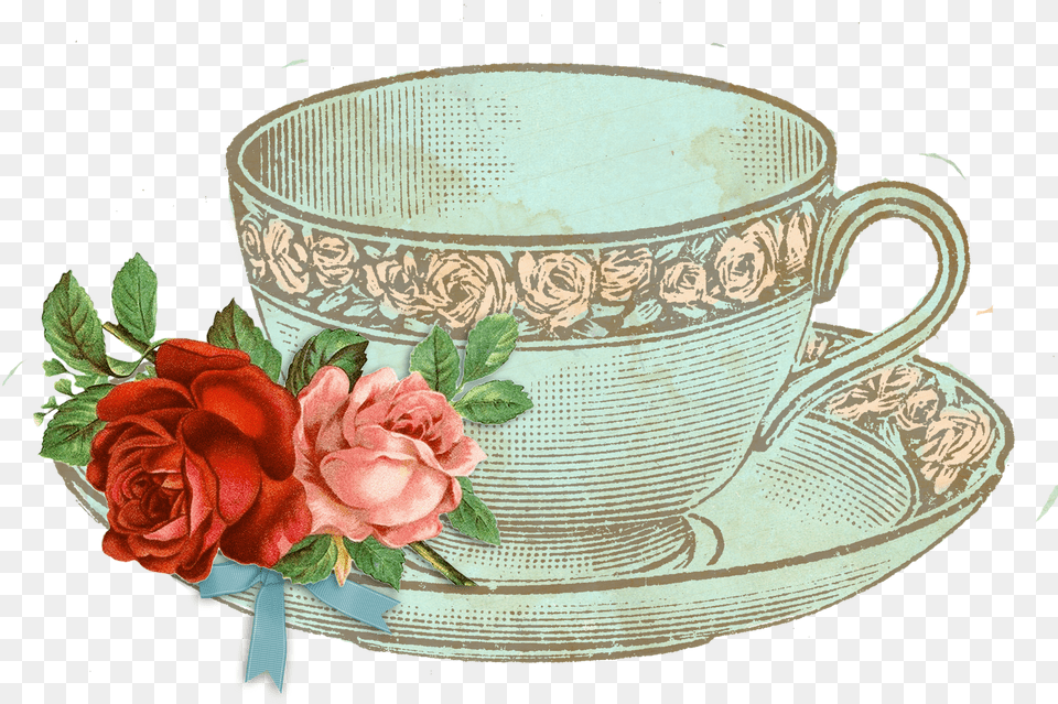 Mad Hatter Clipart Vintage Tea Cup Clip Art, Flower, Plant, Rose, Saucer Png