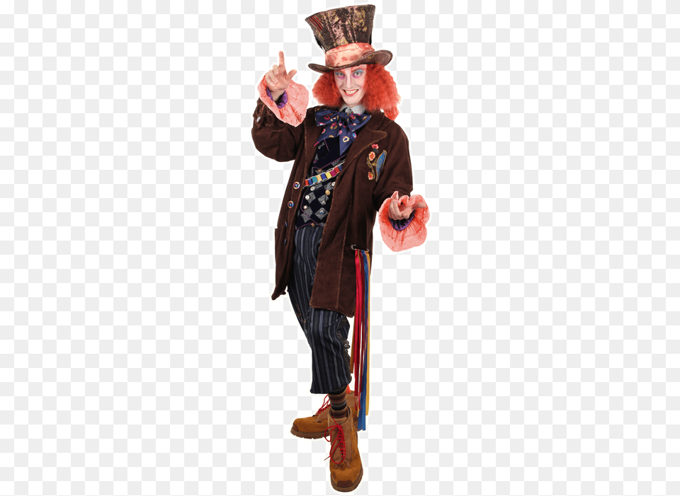 Mad Hatter Cosplay Alice In Wonderland Costume Mad Hatter, Clothing, Person, Adult, Man Free Png