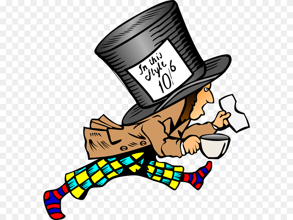 Mad Hatter Hat Label, Clothing, Adult, Male, Man Png Image