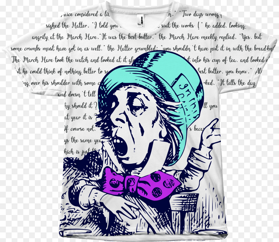 Mad Hatter Original Illustrations, Clothing, T-shirt, Person, Face Png Image