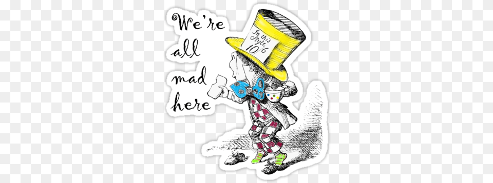 Mad Hatter Tea Party T Shirt Stickers By Simpsonvisuals Alice In Wonderland Original Illustrations Mad Hatter, Book, Comics, Publication, Clothing Free Png