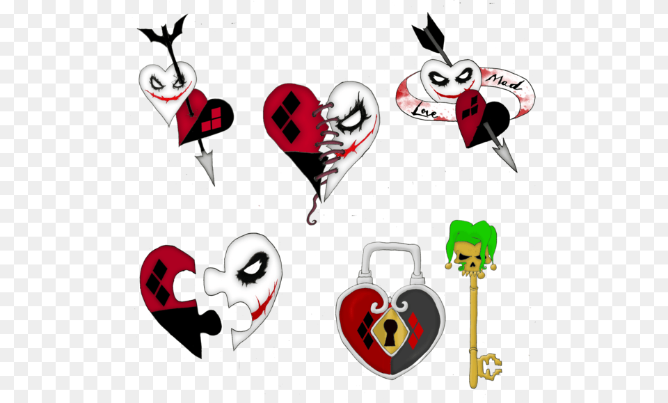 Mad Love Tattoo Design Small Harley Quinn And Joker Tattoos, Graphics, Art, Heart, Collage Png