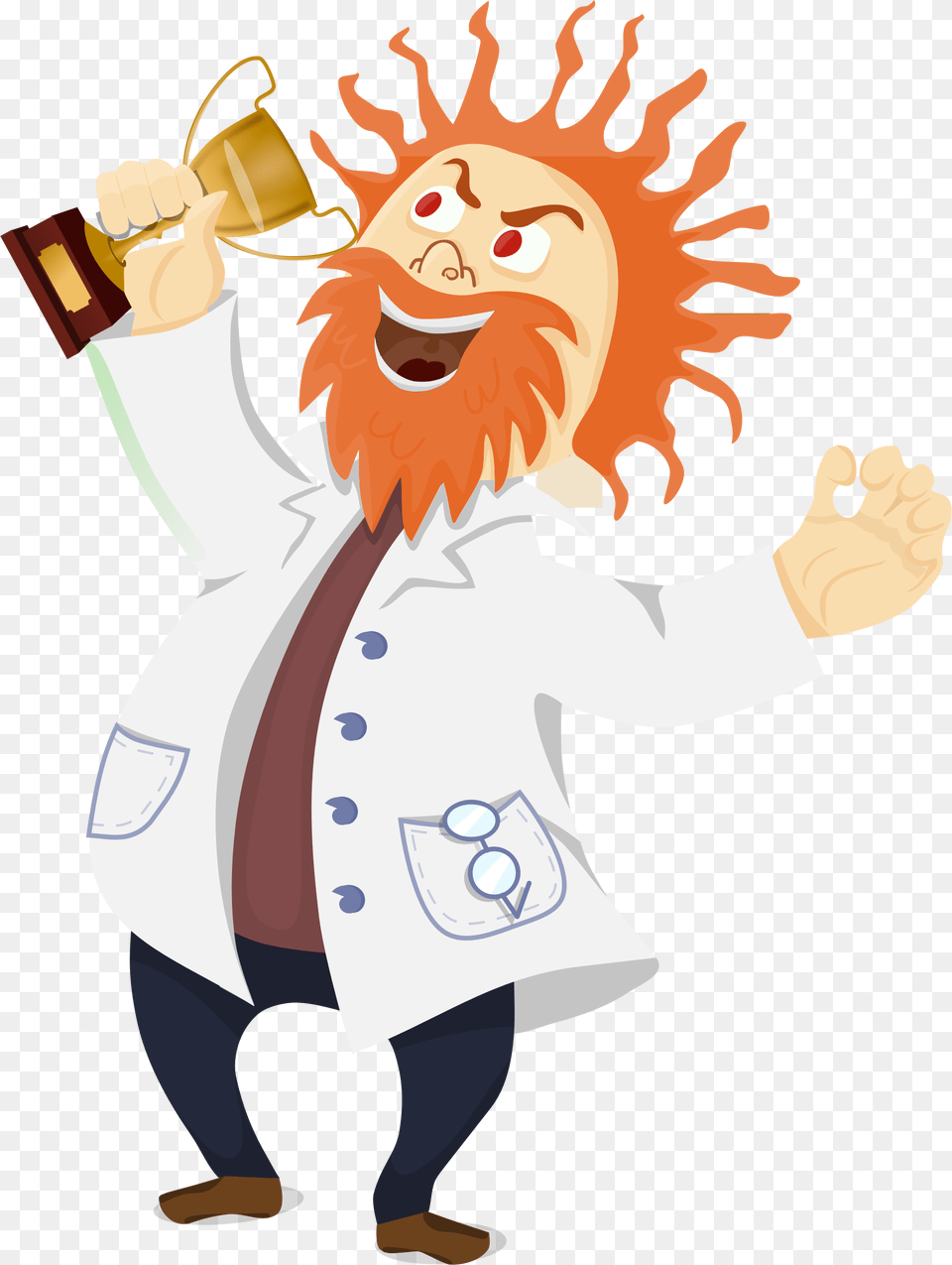 Mad Scientist With A Trophy Clip Arts, Clothing, Coat, Lab Coat, Baby Free Transparent Png