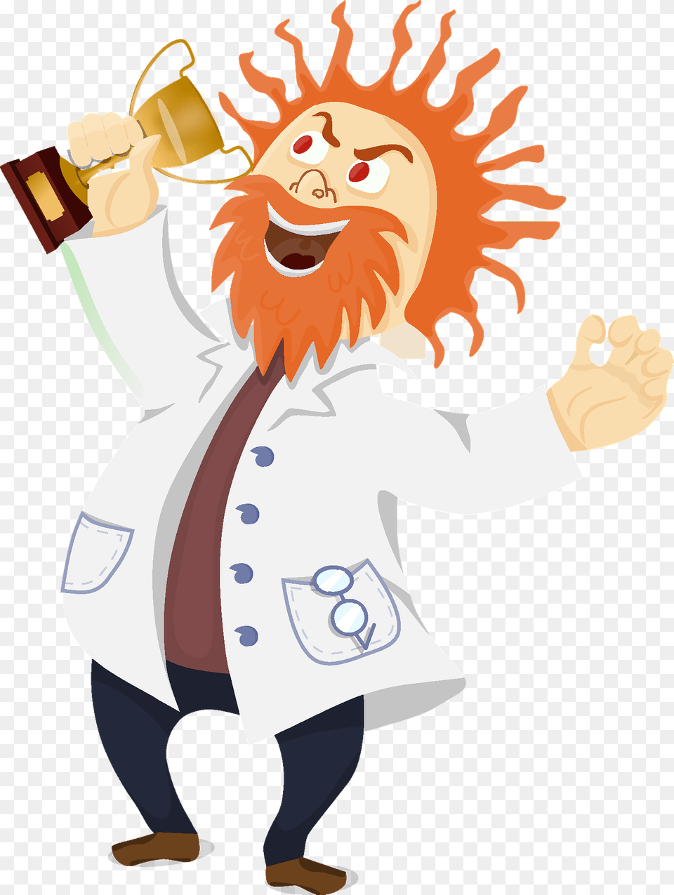 Mad Scientist With A Trophy Clipart, Clothing, Coat, Lab Coat, Baby Free Png