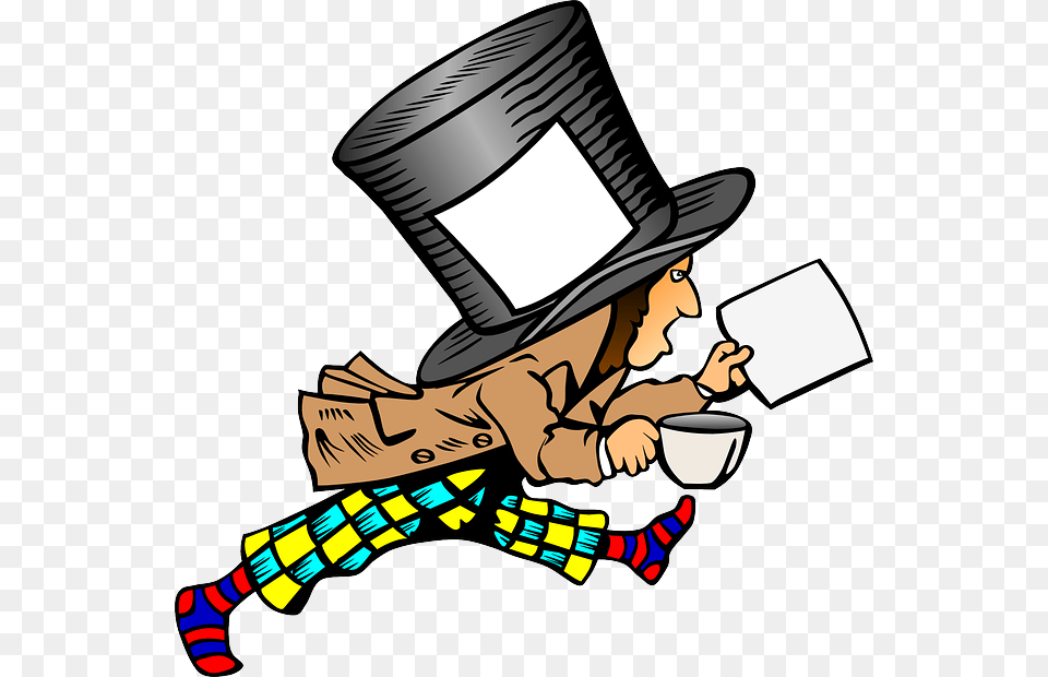 Mad Top Paper Cartoon Hat Holding Hatter Alice Mad Hatter Round Ornament, Clothing, Person, Sun Hat, Face Free Png Download