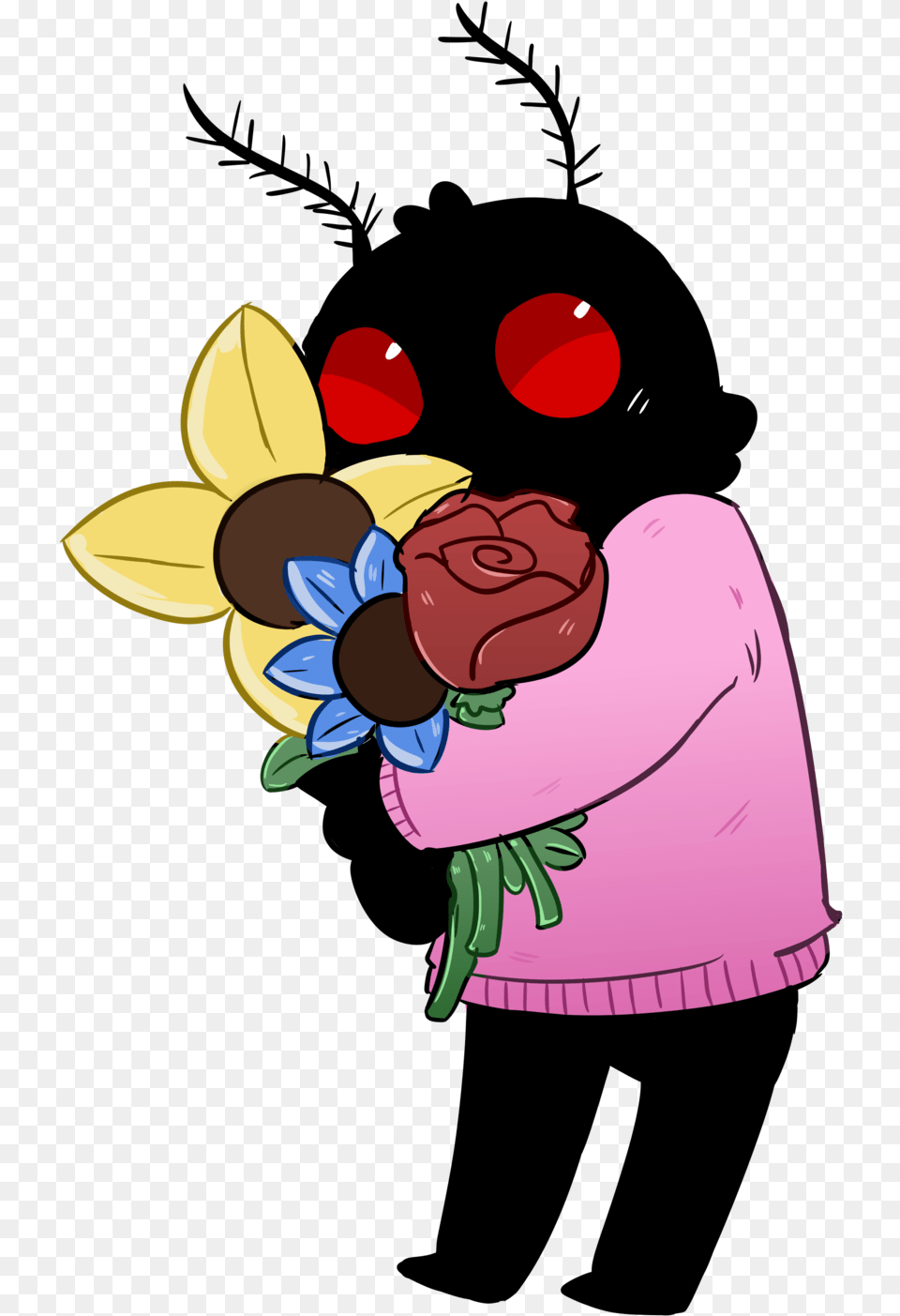 Made A Transparent Mothman You Can Buy Him On Redbubble Contrast Tank, Cartoon, Flower, Plant, Rose Free Png