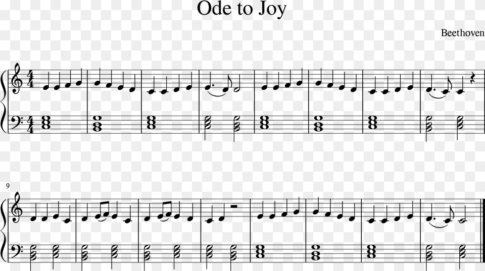 Made Sheet Music For Ode To Joy Drowning A Boogie Piano Sheet Music, Gray Free Png Download