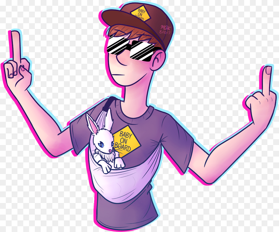 Made Some Fanart Of Pyrocynical And His New Son Rabbit Pyrocynical Fan Art Human, Person, Face, Head, Cartoon Free Png