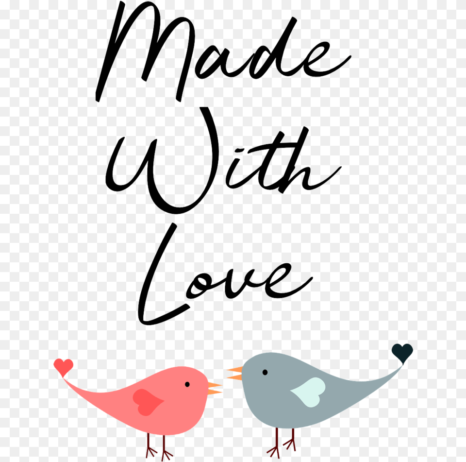 Made With Love Vector Cute Bird, Handwriting, Text, Animal Png Image