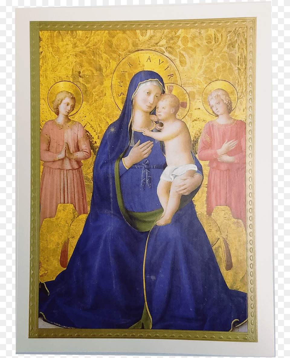 Madonna Amp Child Icon Embossed Mass Card Christmas In Fra Angelico, Art, Painting, Adult, Wedding Png