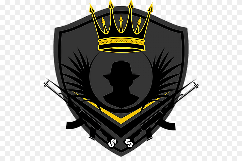 Mafia Crown Logo Gold, Emblem, Symbol, Armor, Person Png Image
