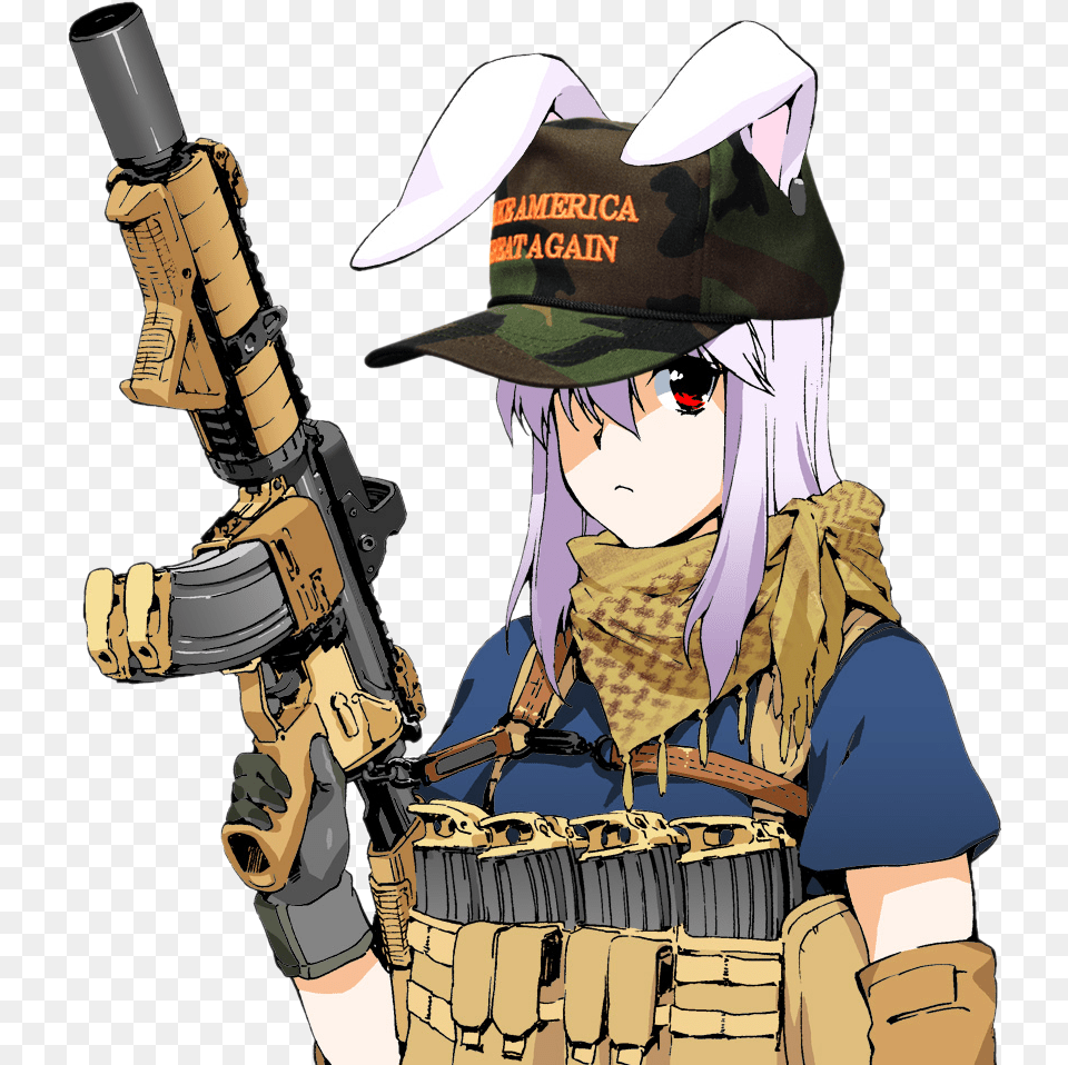 Maga Hat Tacticool Bunny G Anime Girl With Maga Hat, Publication, Book, Comics, Person Free Transparent Png