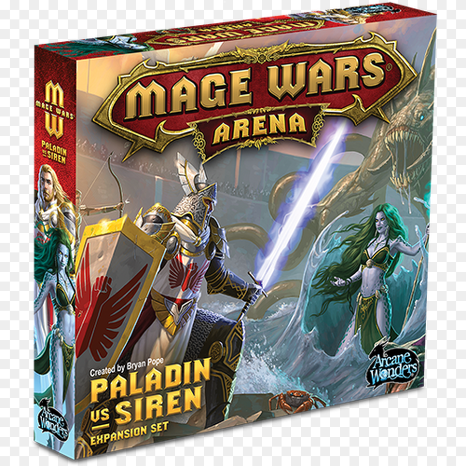 Mage Wars Arena Paladin Vs Siren Box Mage Wars Arena Druid Vs Necromancer, Adult, Book, Female, Person Png Image