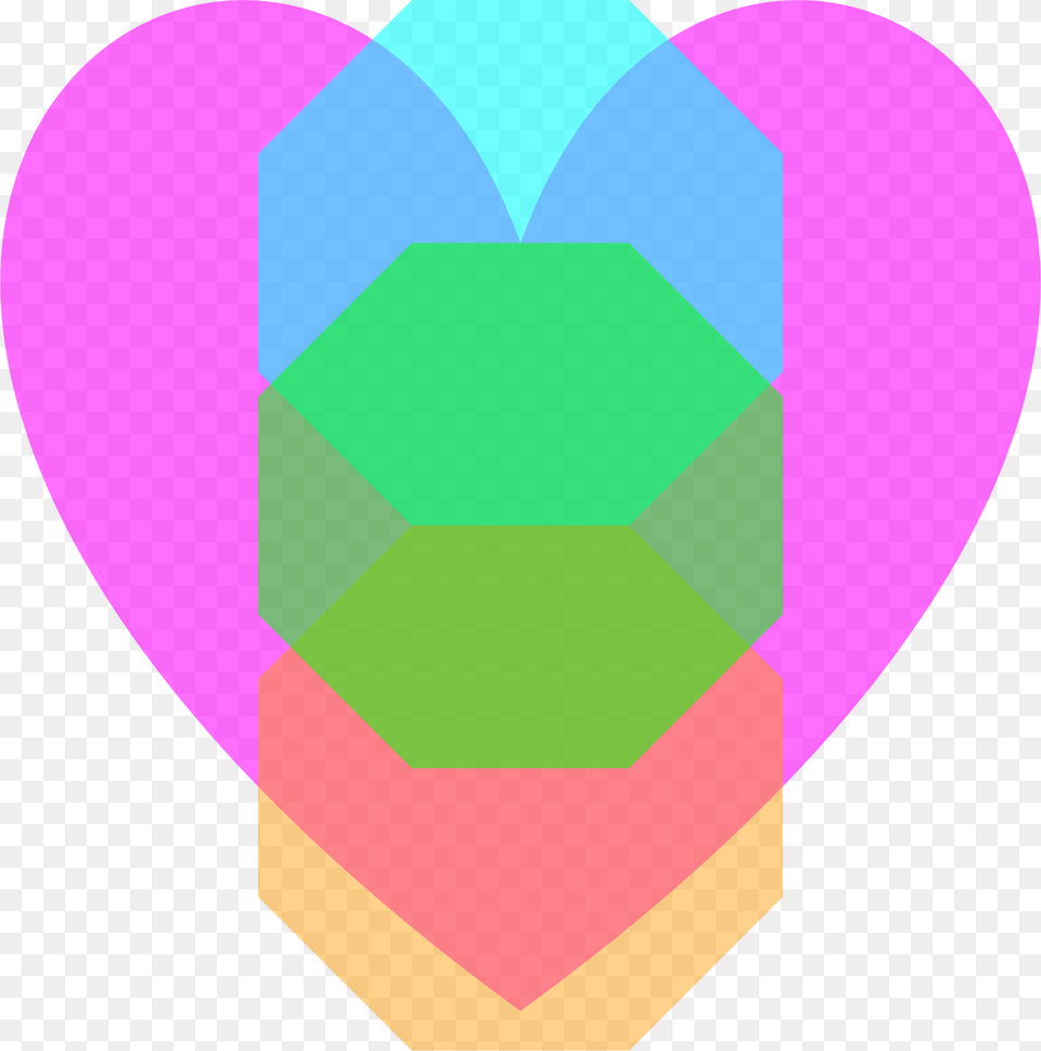 Magenta Loveheart Octagon Cyan Green Orange Clip Art, Heart Png Image