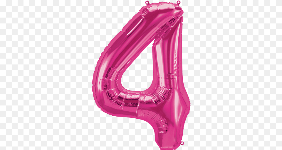 Magenta Number 4 Four 34 Pink Balloon, Purple, Inflatable, Appliance, Blow Dryer Png