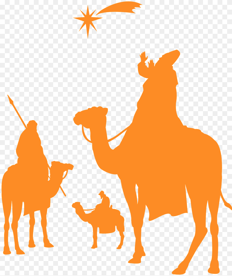 Magi And The Star Of Bethlehem Silhouette, Animal, Camel, Mammal Free Transparent Png