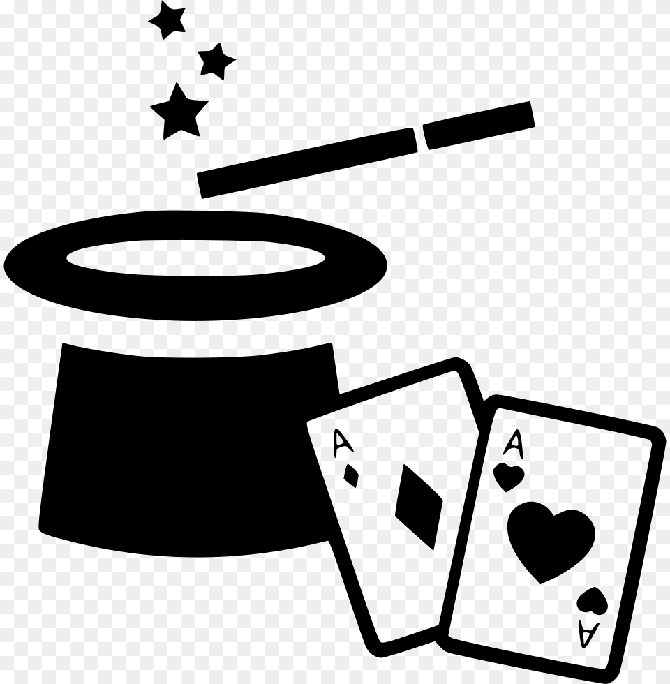 Magic Card Hat Wand Cards Svg Icon Download Magician Hat With Cards, Performer, Person Free Transparent Png